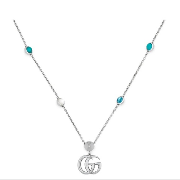 Gucci Sterling Silver GG Marmont Multi-Stone Necklace - Picture 4 of 7